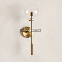 Applique LED Globe en Verre Moderne pour Chambre à Coucher Intérieur Lampes Murales Boule en Verre Clair Simple