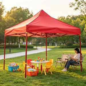 Tonnelle commerciale 3x3m pour vendeurs, rouge bordeaux, avec structure en fer, imperméable, logo imprimé, pour marché aux puces et foire communautaire - Product Image 1