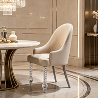 Chaises de salle à manger de luxe en duvet d'oie importé, pieds en cristal, style nordique moderne, chaises rembourrées pour cuisine et salle à manger, meubles de salle à manger