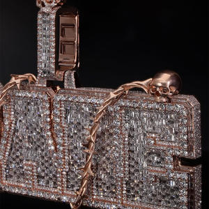 Gioielli Hip Hop da uomo con lettere personalizzate ciondolo a forma di spina 925 in argento Sterling VVS Moissanite lettera ciondolo con lettere di diamanti - Product Image 3