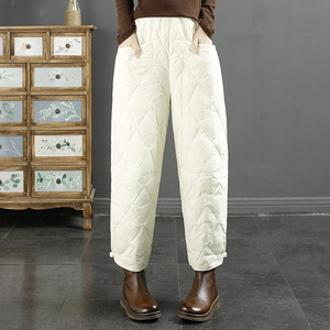 Harem Pants Black Diamond Quilted Thick Windproof Warm Loose Casual Pants For Women - Product Image 4