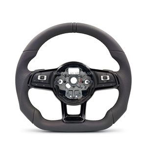 พวงมาลัยหนังทรงสปอร์ตแบบฐานเรียบ สำหรับ VW Golf Mk5 Mk6 Mk7 Mk7.5 R <span class=keywords><strong>GTI</strong></span> Polo Passat B6 B7 Jetta Transporter - Product Image 1