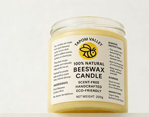 Tapom Valley Zimbabwe Pillar <b>Candles</b> 200g Beeswax <b>Coconut</b> Oil Eco-Friendly Unscented 24 Months - Product Image 1