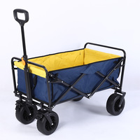 Chariot pliable d'extérieur avec cadre en fer, roues pivotantes, poignée rétractable, pour courses, pêche, transport d'équipement, camping