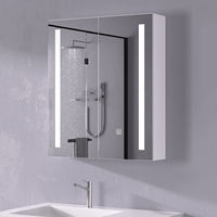 Armoire de toilette moderne avec miroir, en MDF, murale, rectangulaire, avec éclairage LED intelligent pour maquillage et médicaments