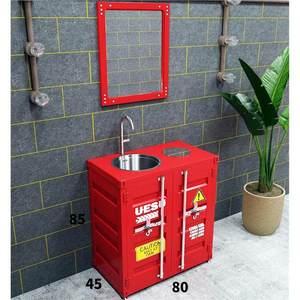Lavabo a colonna in stile industriale con mobile integrato, lavandino commerciale per bagni industriali - Product Image 6