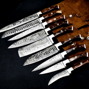 Juego de Cuchillos de Cocina de Acero de Damasco, 1 Pieza, Mango de Madera, Cuchillos de Chef de Hoja Recta, Soporte OEM - Product Image 1