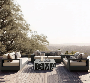 ชุดโซฟาอลูมิเนียมสำหรับกลางแจ้ง ประกอบง่าย ติดตั้งสะดวก โครงสร้างแข็งแรง ดีไซน์ทันสมัย เฟอร์นิเจอร์สำหรับสวนและลานบ้าน - Product Image 5