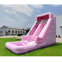 Château gonflable commercial rose, aire de jeux gonflable, parc aquatique, toboggans aquatiques gonflables avec piscine