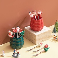 Ensemble de fourchettes à fruits créatives pour le Nouvel An, portable, minimaliste, décoration de table, pot de rangement pour fourchettes et cuillères de haute qualité, cadeau de pendaison de crémaillère