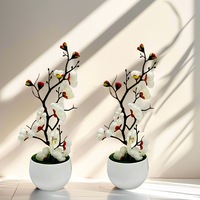 1pcs Bonsaï Fleurs de Soie Prune Plantes Artificielles en Pot Fleurs Simulation Branche de Prune d'Hiver Vases Décoration de Maison de Mariage