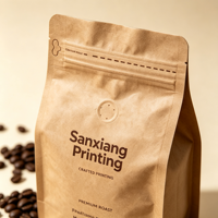 Sachet d'emballage personnalisé pour grains de café en aluminium de qualité alimentaire, haute résistance à l'humidité, imprimé en héliogravure, à fond plat