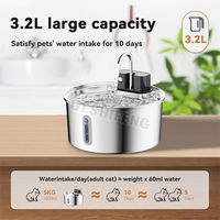 Fontaine à eau pour animaux de compagnie sans fil intelligente 3,2 L à bas prix, portable, en acier inoxydable, étanche, pour chat d'intérieur, pompe sans fil