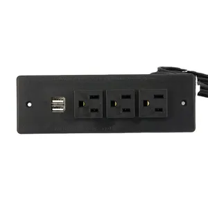 Furnitur Panas Desktop Stopkontak Daya Tanam USB, Pengisian Outlet Listrik Universal Perancis