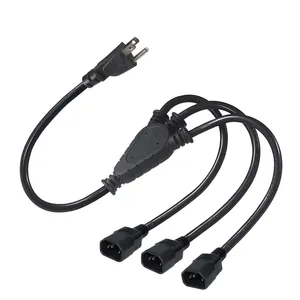 ארה"ב הארכת כפול נקבה מסתיים סניף 3 ב 1 Ac Plug מחבר Iec 60320 C14 ארה"ב Y ספליטר כבל חשמל כבל