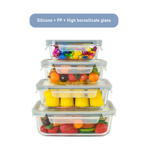 Kitchen Food Storage Container Insulated Glass Bento <strong>Box</strong> Refrigerator <strong>Frozen</strong> <strong>Lunch</strong> <strong>Box</strong> with Plastic Integrated Cover Lock Seal - Product Image 2