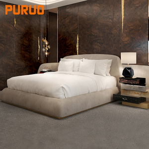 <span class=keywords><strong>Lit</strong></span> de Luxe Puruo, Design Italien, Taille King, avec Cadre en Bois Style Métal Doré, Tête de <span class=keywords><strong>Lit</strong></span> Moderne, Meuble de Style Doux - Product Image 2