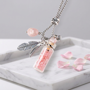 Collier bouteille d'énergie en cristal, gravier de cristal Reiki, pendentif pour huiles essentielles, breloque flacon de parfum en cristal - Product Image 5