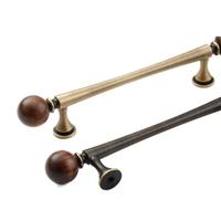 Kenop Lemari Antik Klasik dari Tembaga Kuningan dan Kayu Walnut, Bentuk Bulat untuk Lemari Dapur Gaya Shaker