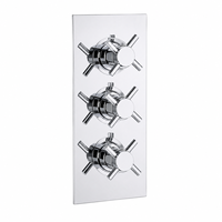 Robinet de douche thermostatique encastré carré à 3 poignées en laiton chromé poli
