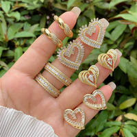 Boucles d'oreilles pendantes en cuivre zircon plaqué or 18 carats, 1 paire élégante style vintage dame géométrique en forme de coeur incrusté