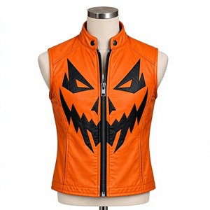 Nuevo chaleco de cuero naranja estilo biker para hombre, diseño personalizado, para Halloween. - Product Image 5