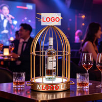 Présentoir de Bouteilles VIP LED Personnalisé avec Logo pour Événements, Cage Dorée Lumineuse pour Bouteilles d'Alcool