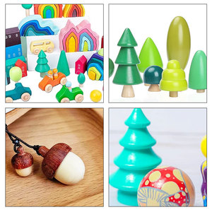 Decoraciones de madera natural para árbol de Navidad, juguetes pintados DIY, adornos de madera para niños, decoración de mesa para el hogar. - Product Image 2