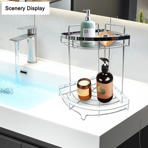 3 Tiers Triangle Design Household Storage Rack <strong>Standing</strong> Bathroom Corner Shelf Chrome Metal Wire Corner <strong>Shower</strong> <strong>Caddy</strong> - Product Image 4