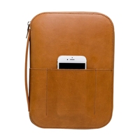 Bolsa de Almacenamiento Multifuncional con Cierre de Repuesto, Diseño Creativo, para Cables, Tarjetas Telefónicas, Archivos de Cuero