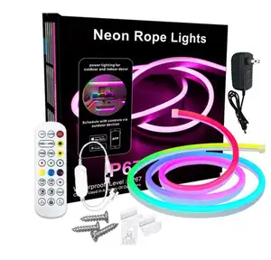 Tuya set lampu setrip led neon fleksibel WiFi, lampu setrip cerdas DIY digital berlari