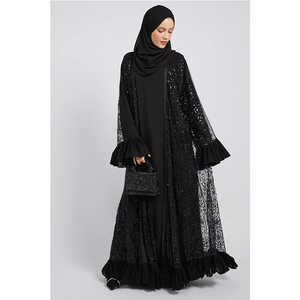 LEDUO Handmade Custom luxury sequin-embroidery muslim open <b>abays</b> Flared sleeves dubai wholesale abaya - Product Image 1
