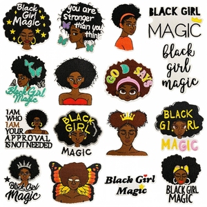 Atacado: Patch Bordado de Desenho Animado de Menina Afro Mágica para DIY em Chapéus, Mochilas e Jaquetas - Product Image 1