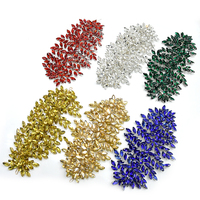 Nouveaux accessoires de luxe, applique en strass 3D en fil de cristal avec forme de feuilles pour robes de soirée
