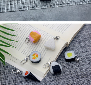 Wholesale Japanese Creative Simulated Sushi Rice Ball Key Chain Seaweed Sushi Fun Food <b>Toys</b> PVC Key Ring Car Bag Pendant - Product Image 3