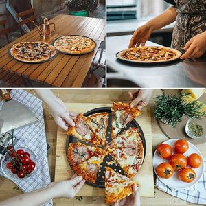 Plaque à pizza perforée antiadhésive avec base en acier au carbone, idéale pour la cuisson de pizzas à croûte croustillante au <span class=keywords><strong>four</strong></span>, pour un usage domestique ou en restaurant - Product Image 6