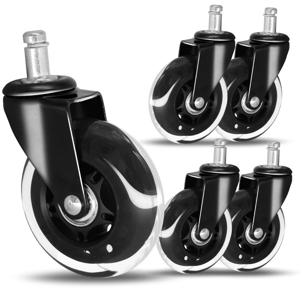 3 Inch Load Capacity 50kg Polyurethane Caster Wheels Furniture Casters Black 360 Degree Swivel Caster Wheel for Office Chair