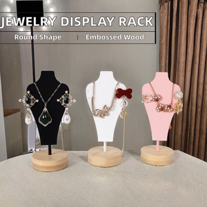 Expositor de Joyería con Base de Madera, Soporte de Maniquí en 3 Colores para Collares, Pendientes, Organizador de Joyería para Venta al por Menor y Hogar - Product Image 3