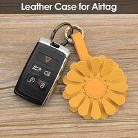 Grosir murah Beli gantungan kunci kustom gantungan kunci dinding Mobil tempat koin bunga matahari kulit PU penutup Tag udara dengan cincin kunci pertahanan diri metalik