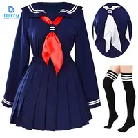 יפני מדים JK חליפה עם צעיף אישה בית ספר אחיד גבוהה סיילור שחור אנימה קוספליי תלבושות תלמיד ילדה קפלים SkirtSc
