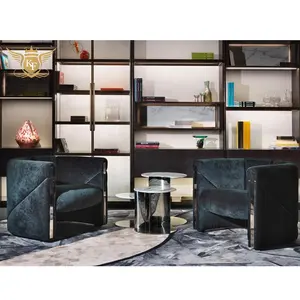 Cadeira redonda de luxo para mobiliário, cadeira redonda de tecido de veludo para hotel café casa lazer clube sala de estar moderna