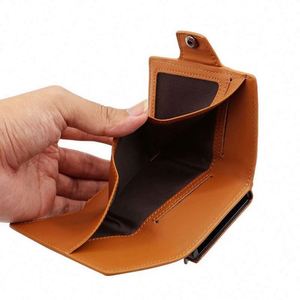 Custom Minimalist Pu Leather Credit Card Holder <b>Wallet</b> Metal <b>RFID</b> <b>Blocking</b> Aluminium Bank Card Holder No Closure Passport Gift - Product Image 5
