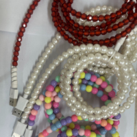 Kabel data buatan tangan DIY buatan tangan berlian kaca pengisi daya tahan lama desain konektor
