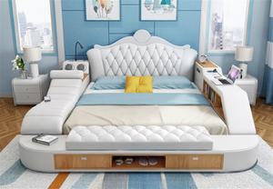 Set di Mobili per Camera da Letto Princess Multifunzionale in Pelle con Letto Massaggiante, Contenitore, USB e Salvaspazio per Agriturismo o Hotel - Product Image 6