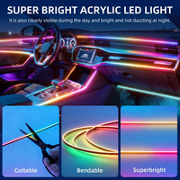 Bande LED d'éclairage d'ambiance intérieur de voiture de luxe RGB Symphony avec guide en acrylique, 6 canaux, 18W, certifiée CE, contrôle par application