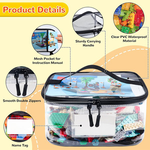 Sacs de rangement multifonctionnels modernes en PVC transparent, étanches, pour jouets, jeux de société pour enfants, puzzles de construction en briques, cordes, personnalisables - Product Image 2