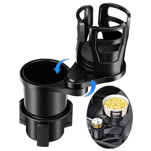 Dual Car Cup Holder Expander with Adjustable Base, 2 in 1 Multifunctional Expandable All Purpose Automotive Cup Holders Extender