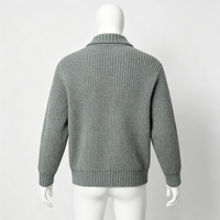 Cardigan en tricot de coton pour homme à manches longues, col montant et fermeture éclair robuste – Vente en gros