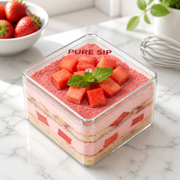 Bols à gâteau en plastique PS avec logo personnalisé, transparents, sans BPA, de qualité alimentaire, étanches, avec couvercles, vente en gros