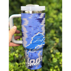 Benutzer definierte 40 Unzen Edelstahl Detroit Lion Becher Fußball Team Lions Cups mit Griff - Product Image 1